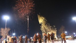 Çanakkale Kordon Boyundaki Ünlü Troy Atı'nın Gece Görüntüsü